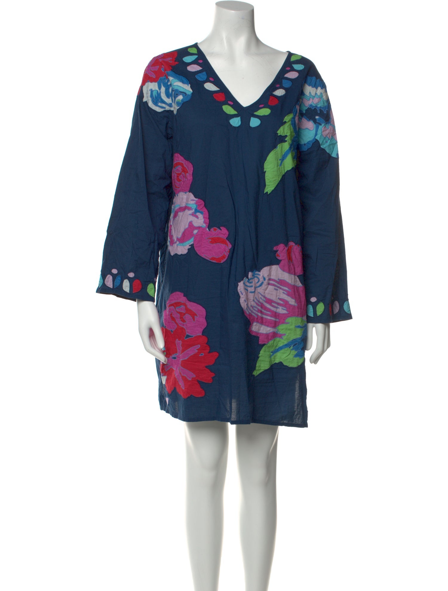 Frances Valentine Floral Print Mini Dress Blue Dresses, Clothing