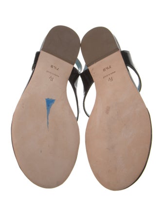 Frances Valentine Patent Leather Crystal Embellishments T-Strap Sandals