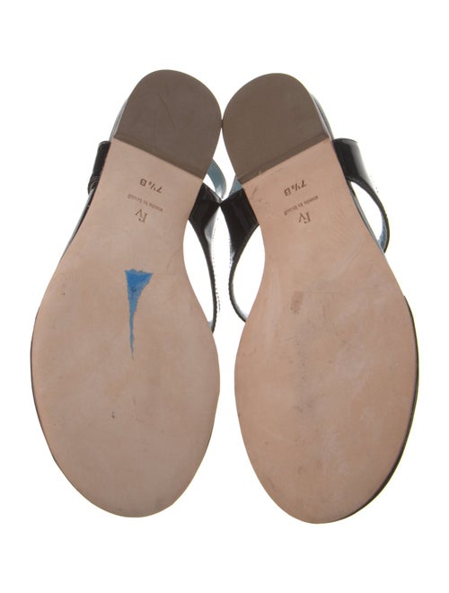 Frances Valentine Patent Leather Crystal Embellishments T-Strap Sandals