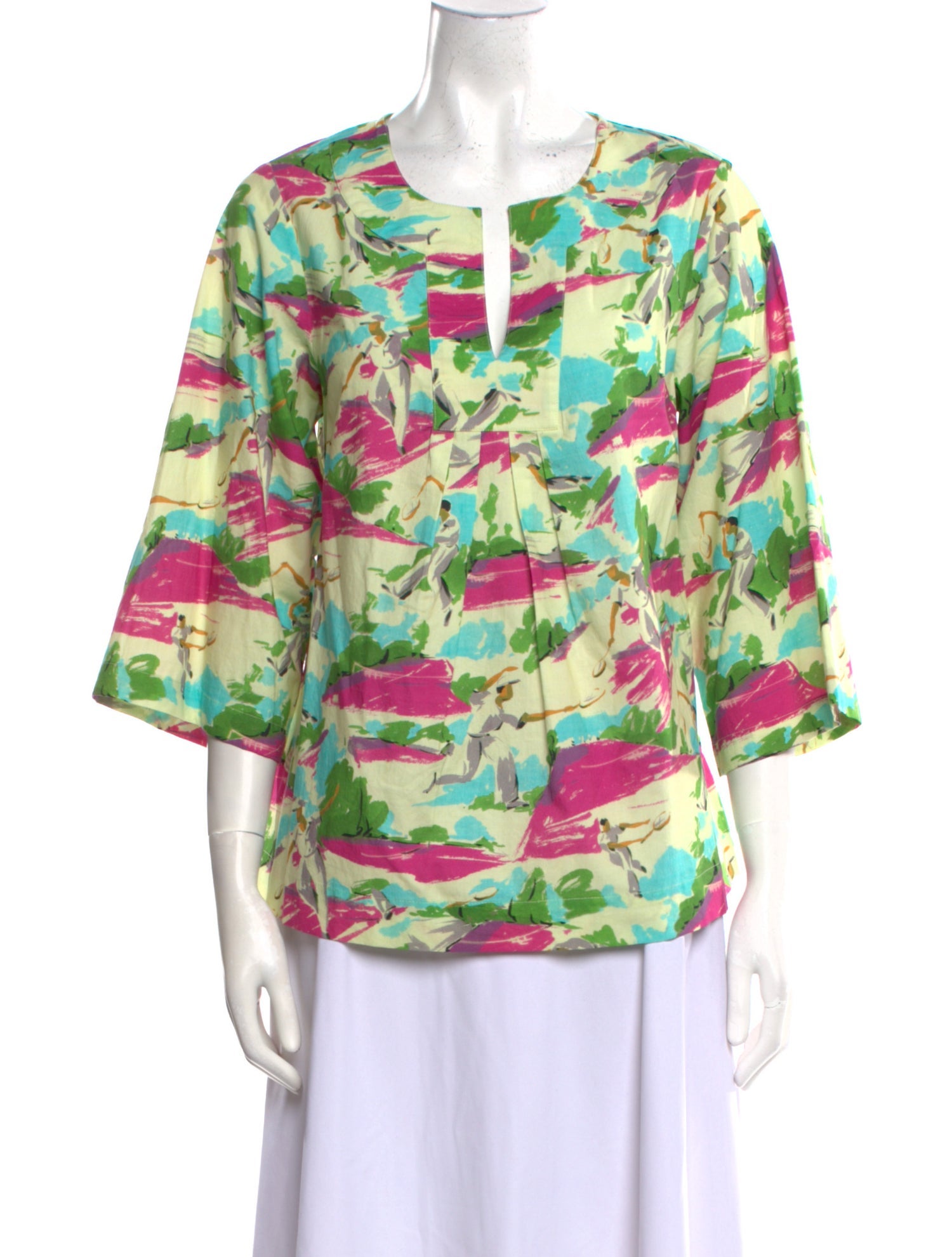 Frances Valentine Floral Print Crew Neck Blouse