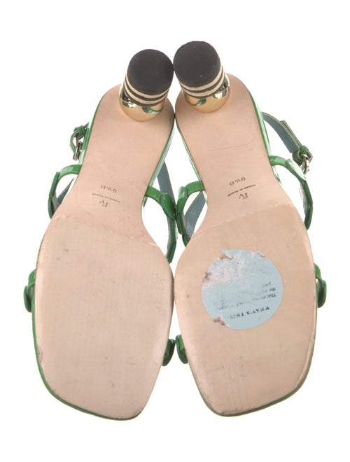 Frances Valentine Patent Leather Scalloped Accent T-Strap Sandals