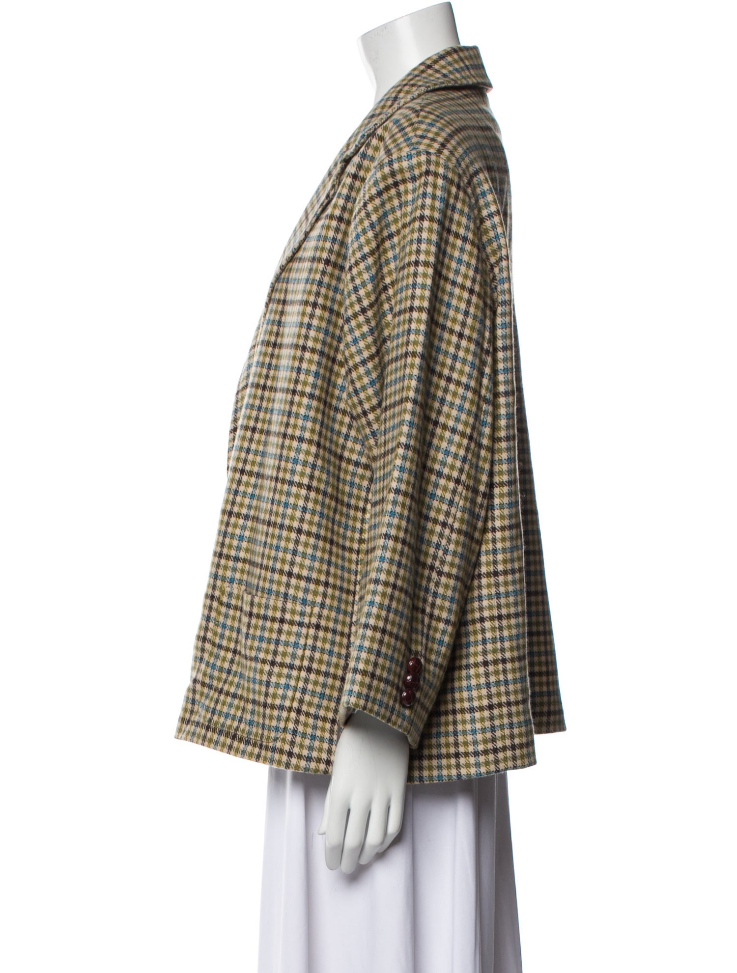 Frances Valentine Wool Plaid Print Blazer