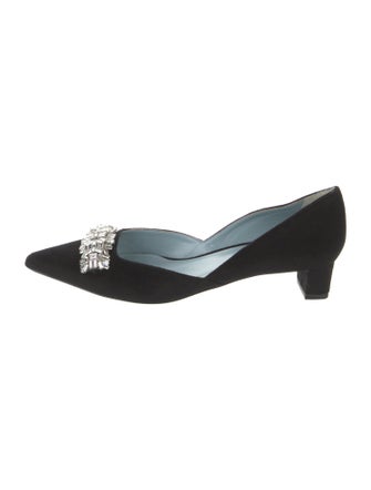 Frances Valentine Suede Crystal Embellishments D'Orsay Flats