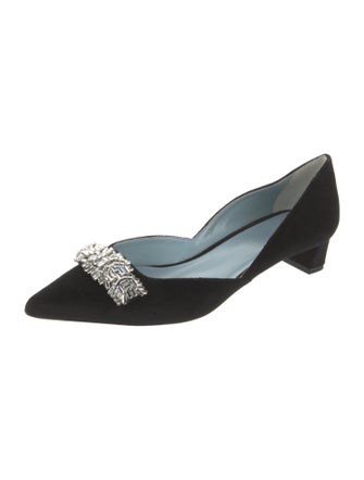 Frances Valentine Suede Crystal Embellishments D'Orsay Flats