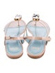 Frances Valentine Leather Crystal Embellishments T-Strap Sandals