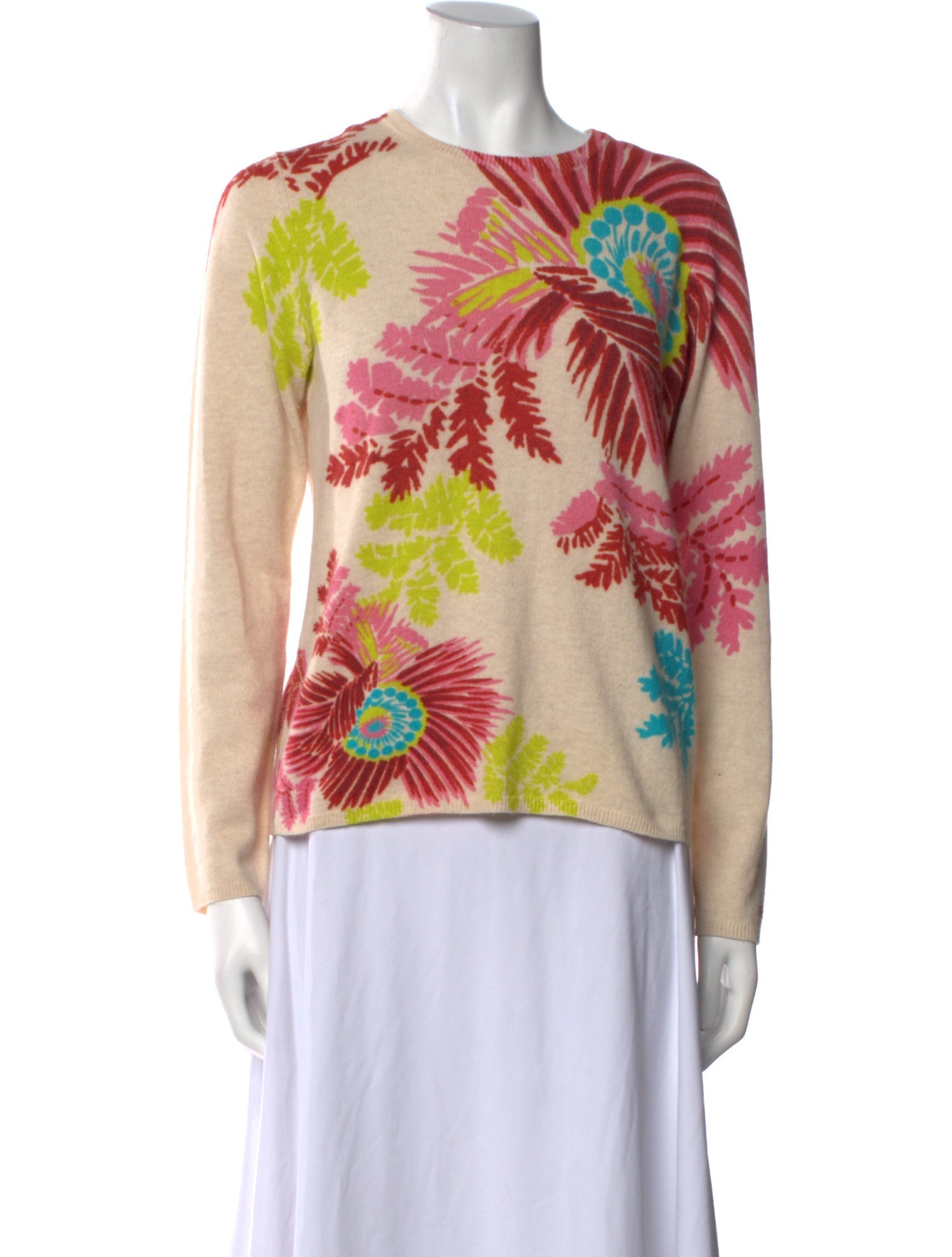 Frances Valentine Floral Print Crew Neck Sweater