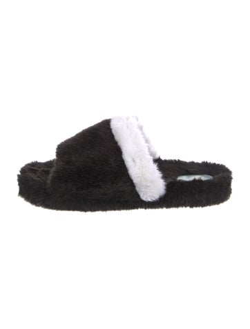 Frances Valentine Sandals Faux Fur Colorblock Pattern Slides 11