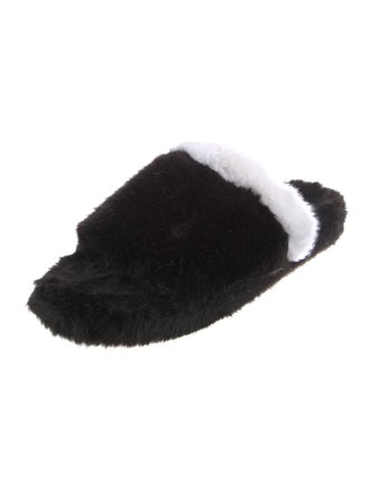 Frances Valentine Faux Fur Colorblock Pattern Slides