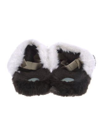 Frances Valentine Faux Fur Colorblock Pattern Slides