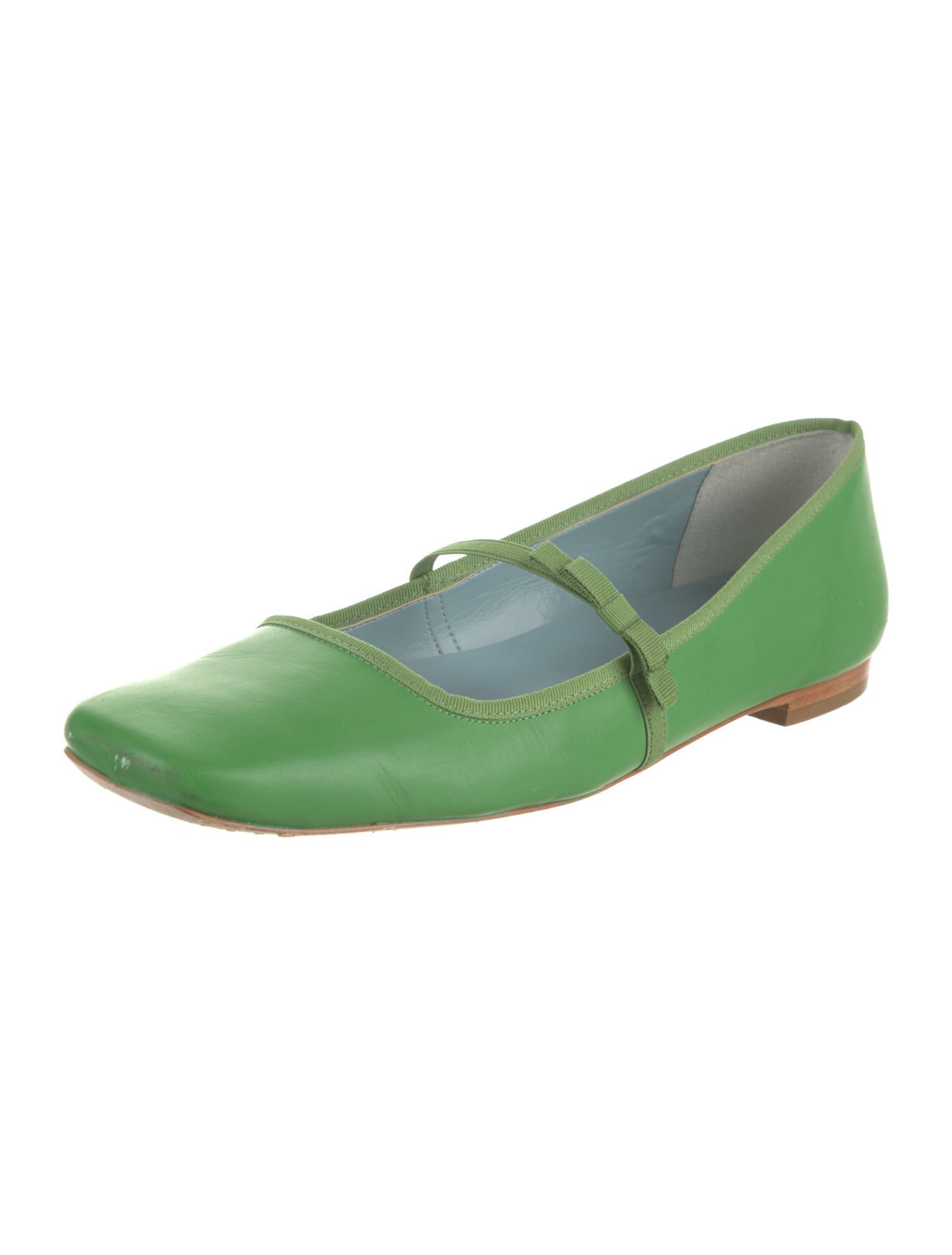 Frances Valentine Leather Bow Accents Mary Jane Flats