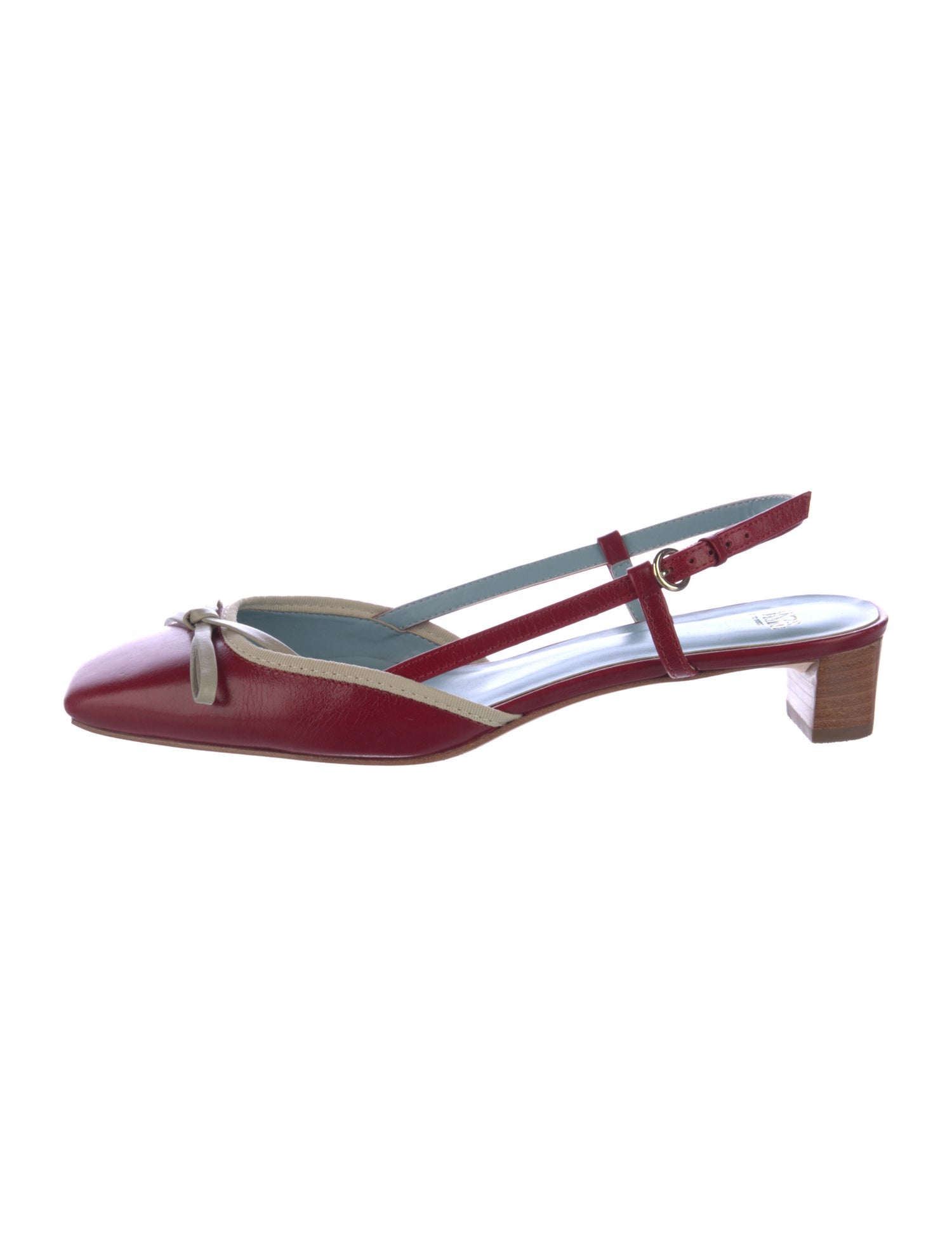 Frances Valentine Leather Colorblock Pattern Slingback Pumps