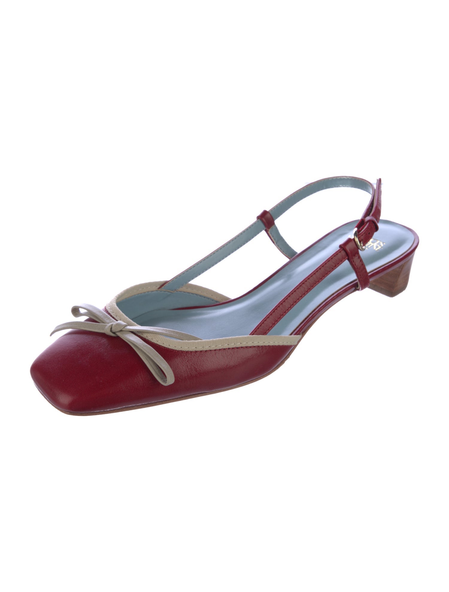 Frances Valentine Leather Colorblock Pattern Slingback Pumps