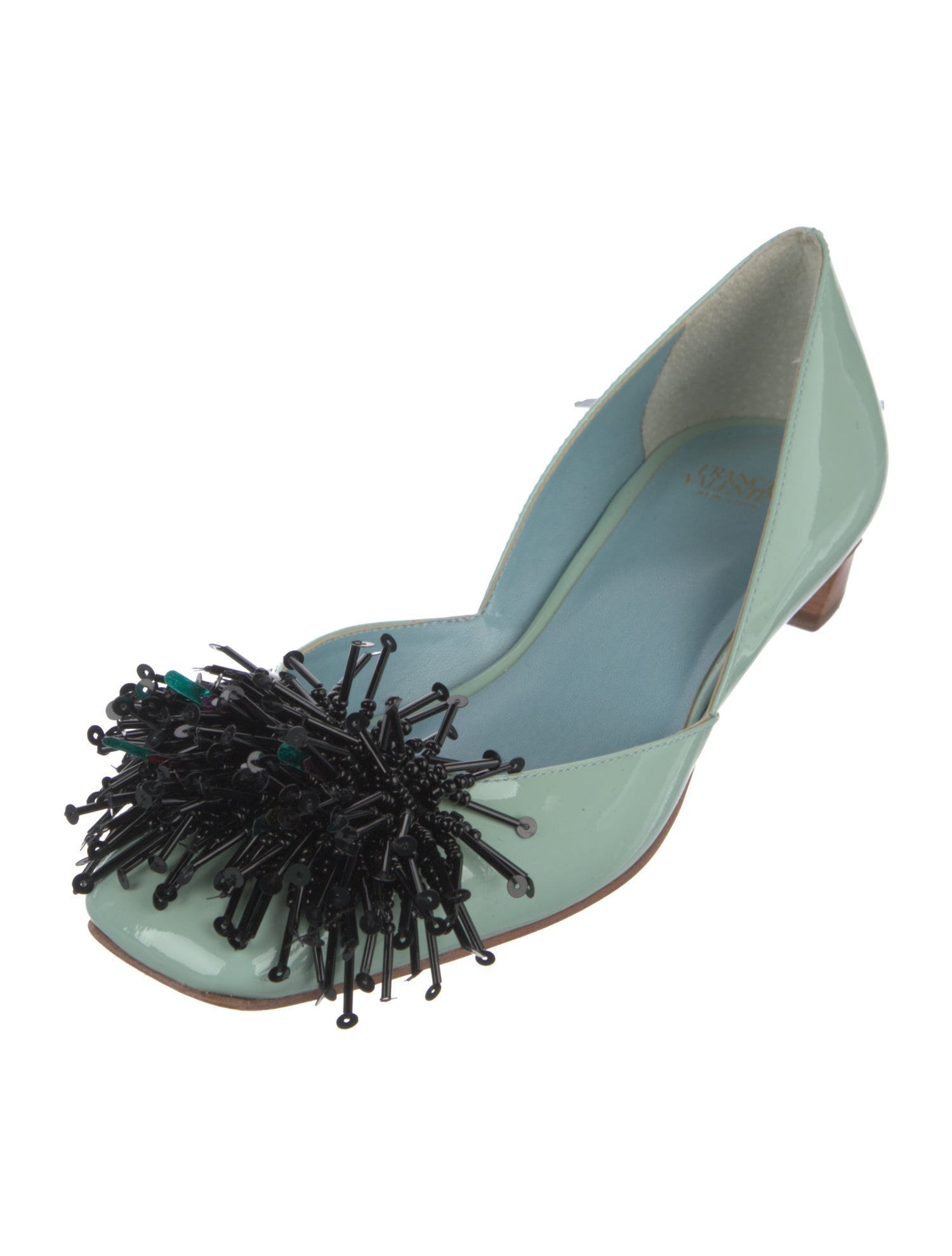 Frances Valentine Patent Leather Sequin Embellishments D'Orsay Flats