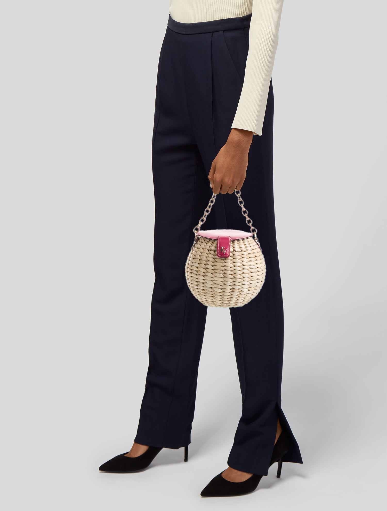 Frances Valentine Straw Bucket Bag
