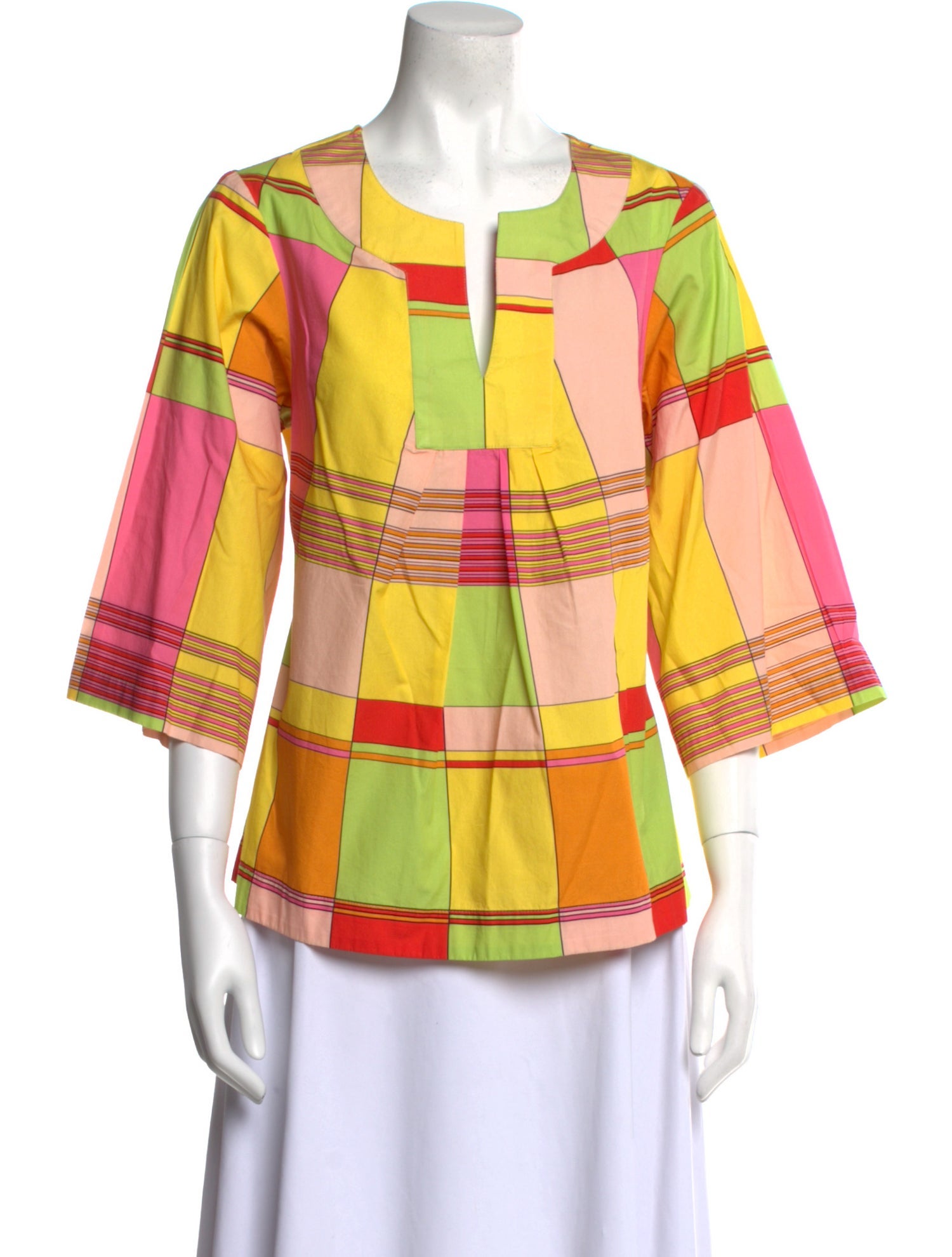 Frances Valentine Plaid Print Square Neckline Tunic w/ Tags