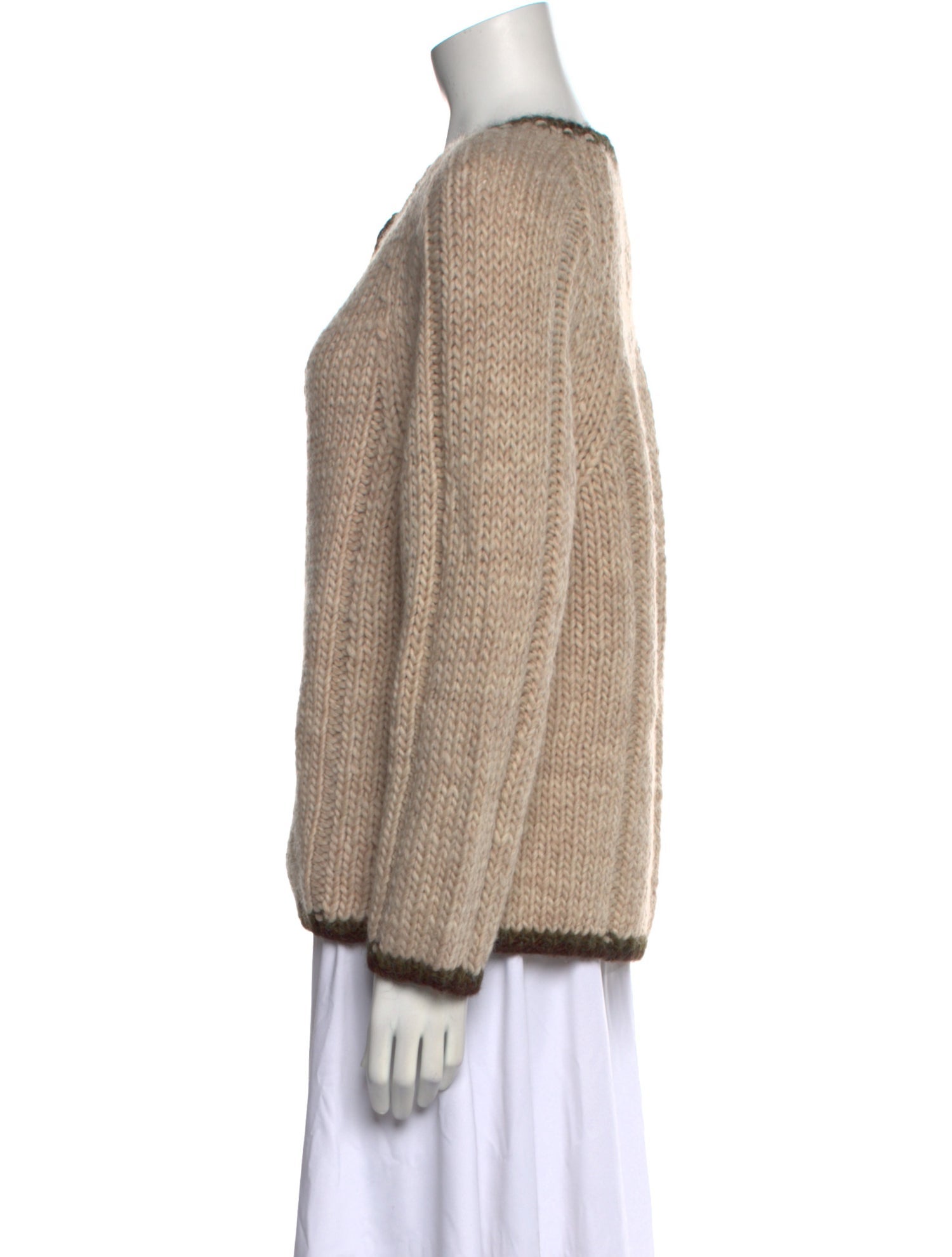 Frances Valentine Wool Colorblock Pattern Sweater