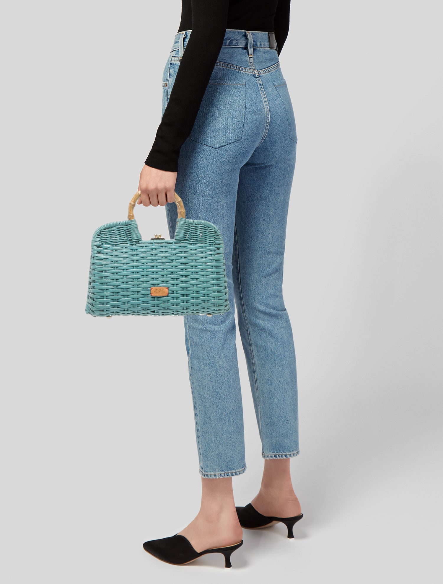 Frances Valentine Raffia Top Handle Bag