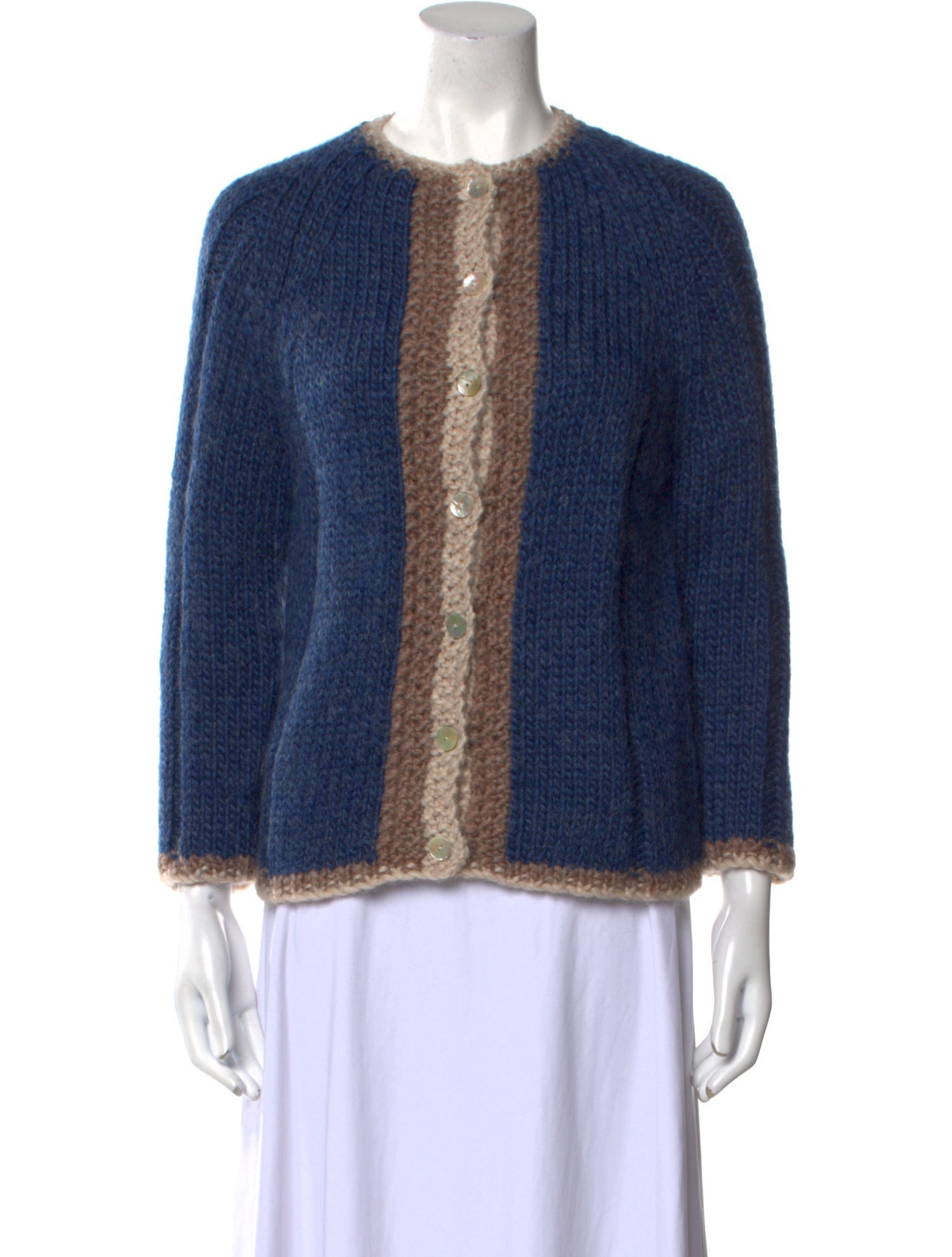 Frances Valentine Wool Colorblock Pattern Sweater
