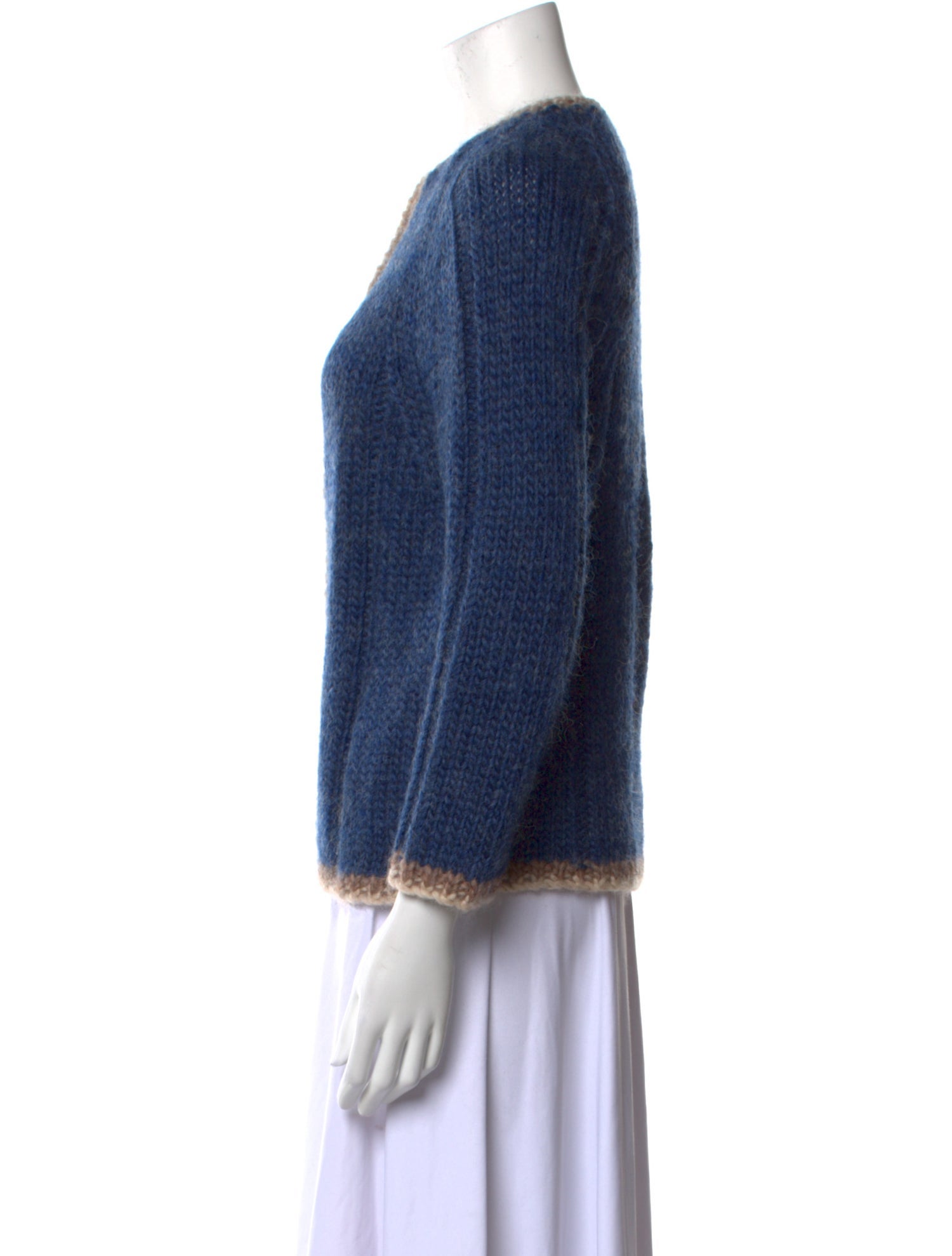 Frances Valentine Wool Colorblock Pattern Sweater