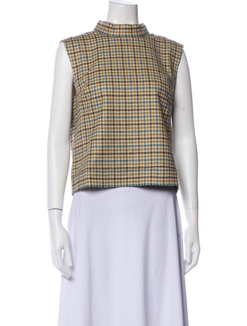 Frances Valentine Wool Plaid Print Crop Top