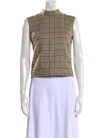 Frances Valentine Wool Plaid Print Crop Top