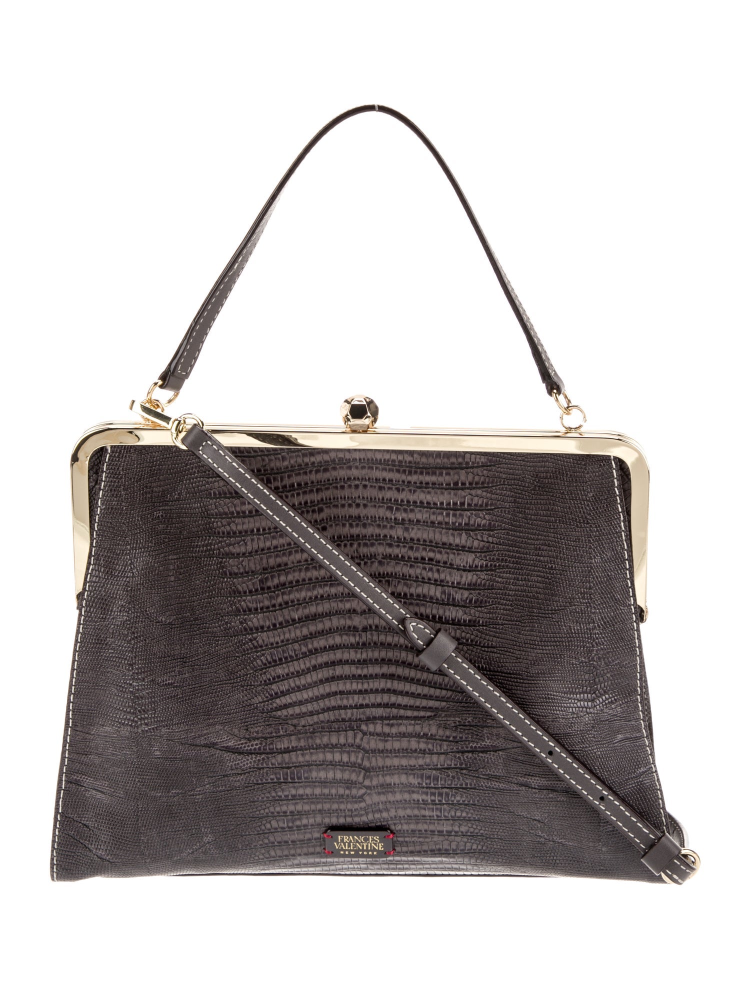 Frances Valentine Embossed Leather Top Handle Bag