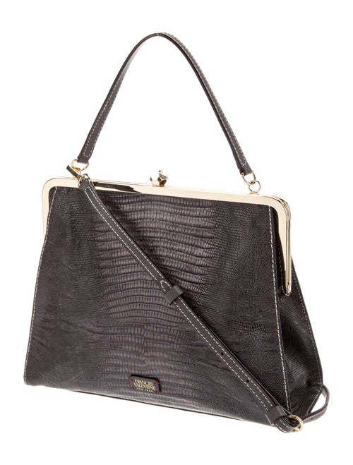 Frances Valentine Embossed Leather Top Handle Bag