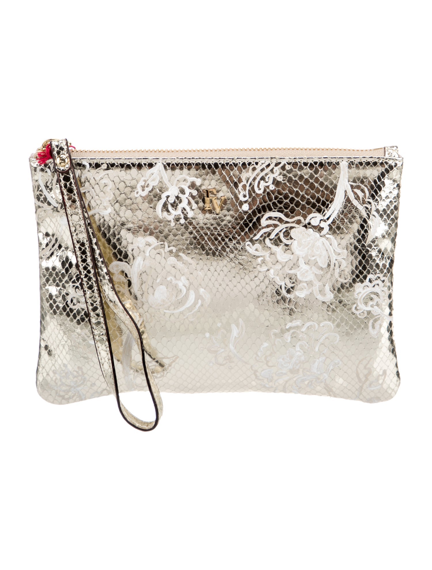 Frances Valentine Embossed Leather Clutch w/ Tags