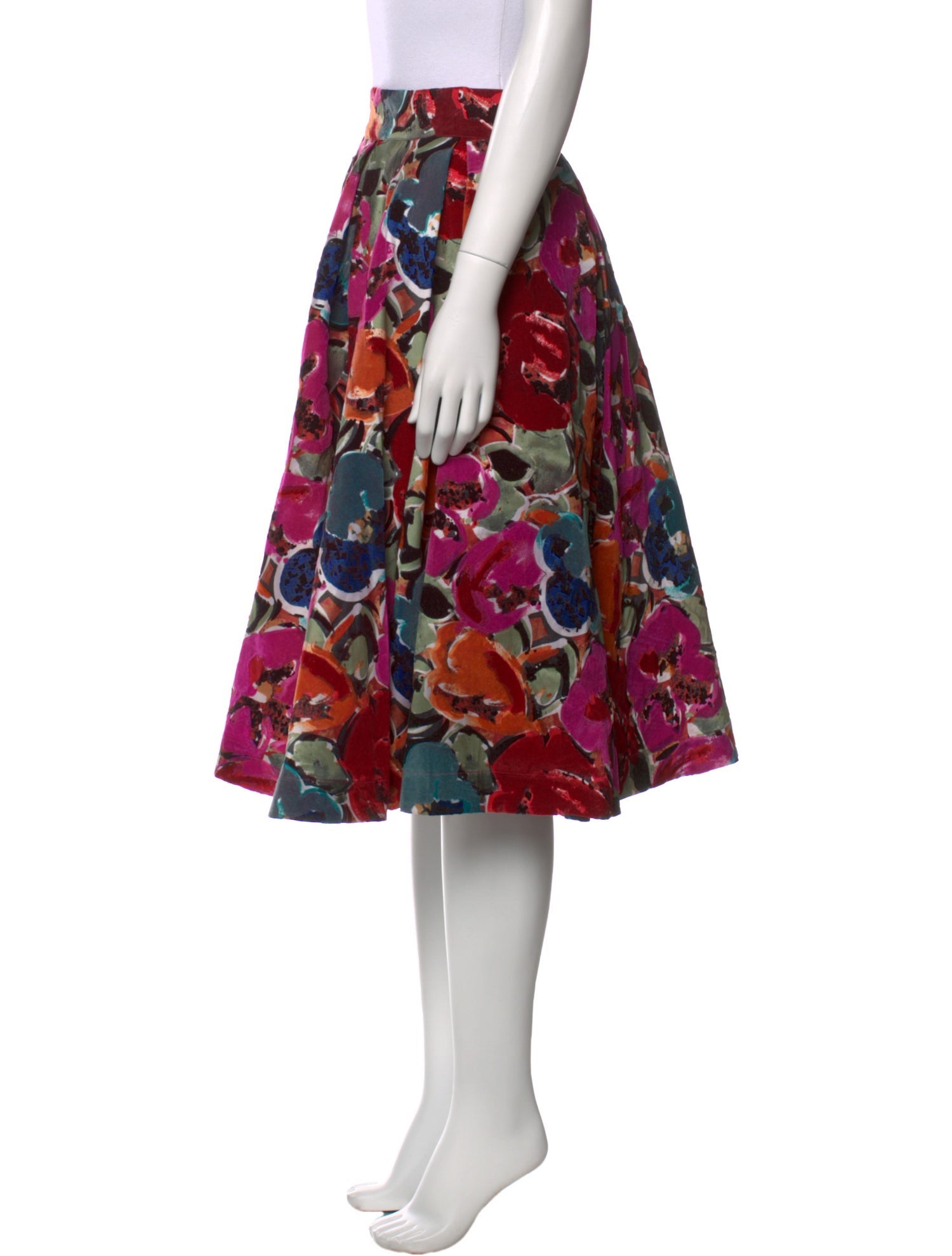 Frances Valentine Floral Print Knee-Length Skirt