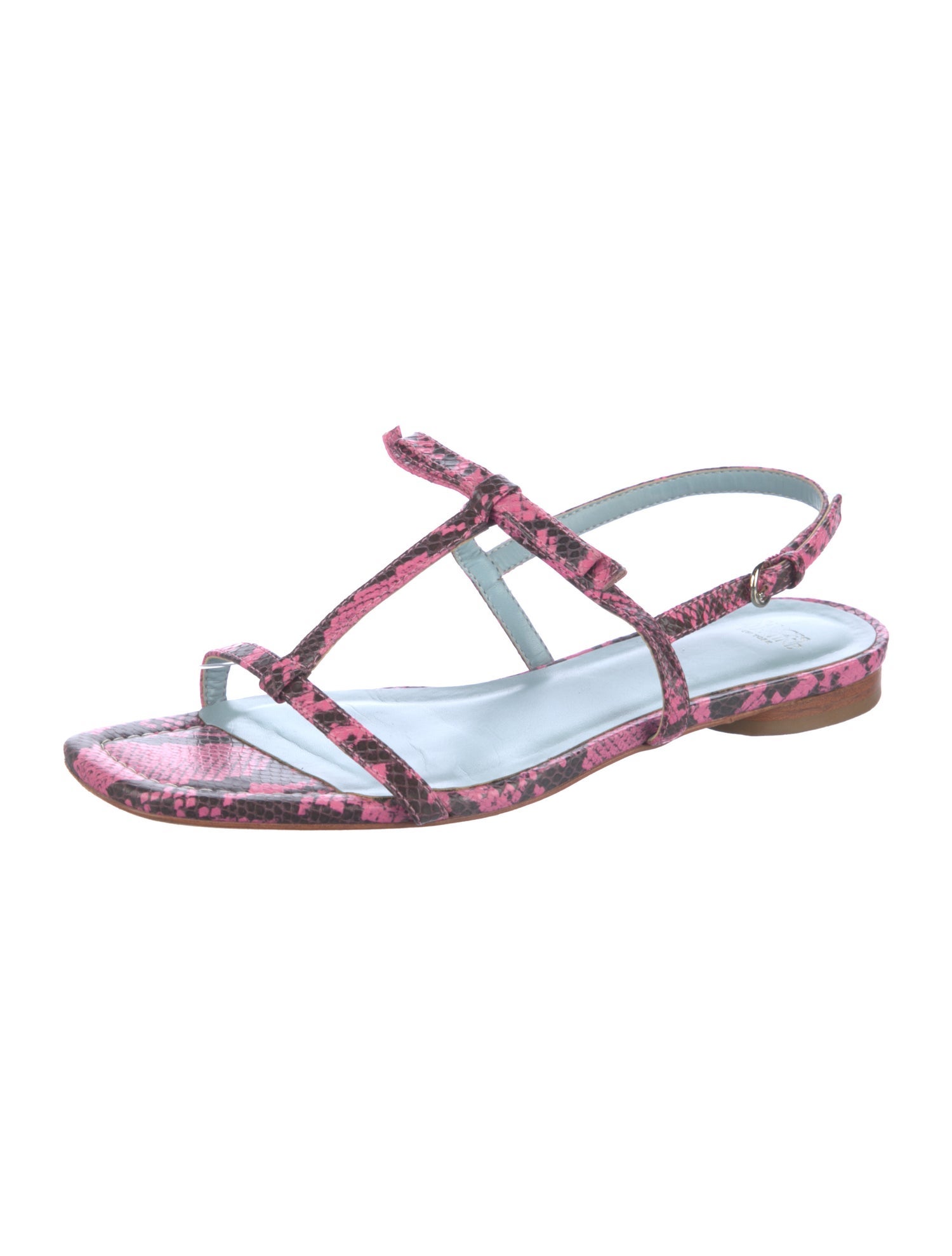 Frances Valentine Leather Animal Print T-Strap Sandals