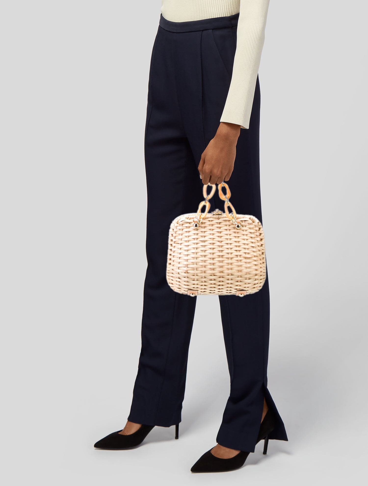 Frances Valentine Rattan Top Handle Bag