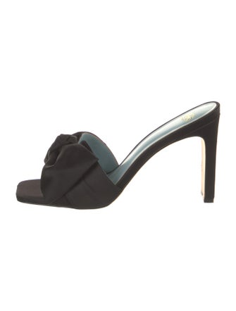 Frances Valentine Embossed Leather Bow Accents Slides