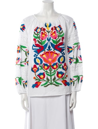 Frances Valentine Printed Bateau Neckline Blouse