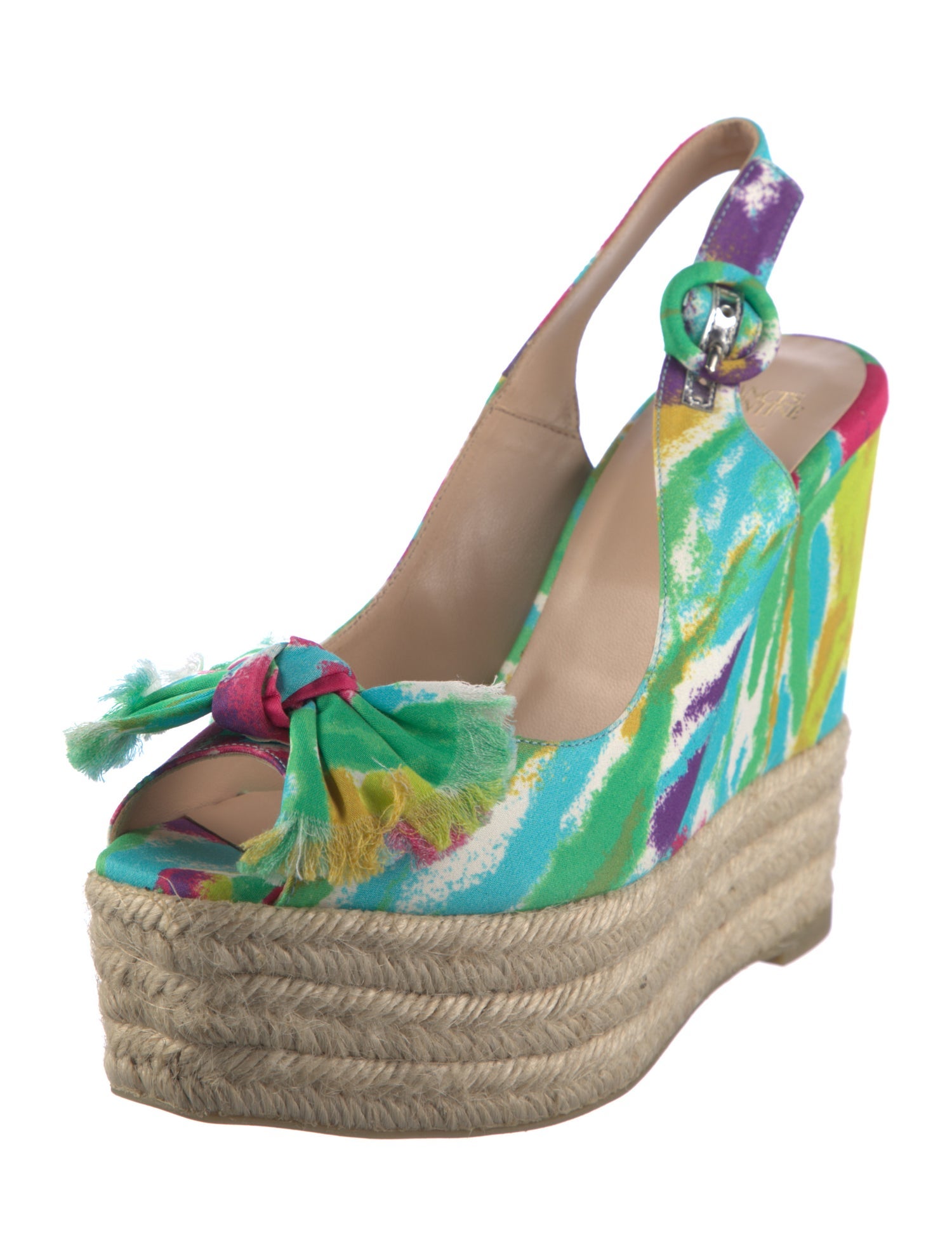 Frances Valentine Printed Bow Accents Espadrilles