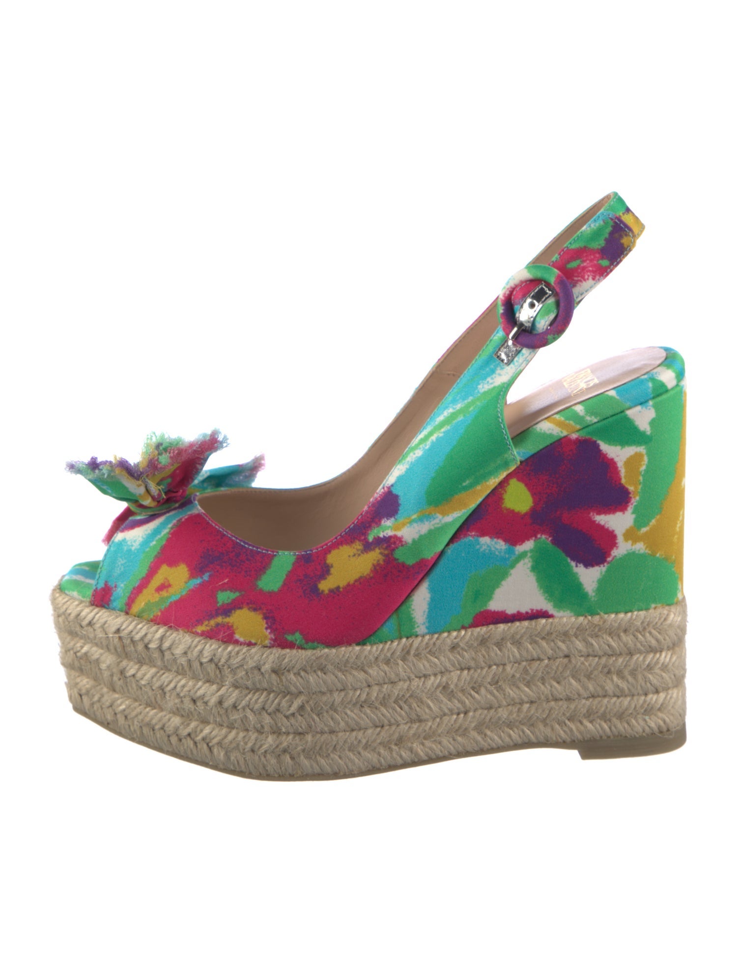 Frances Valentine Printed Bow Accents Slingback Sandals