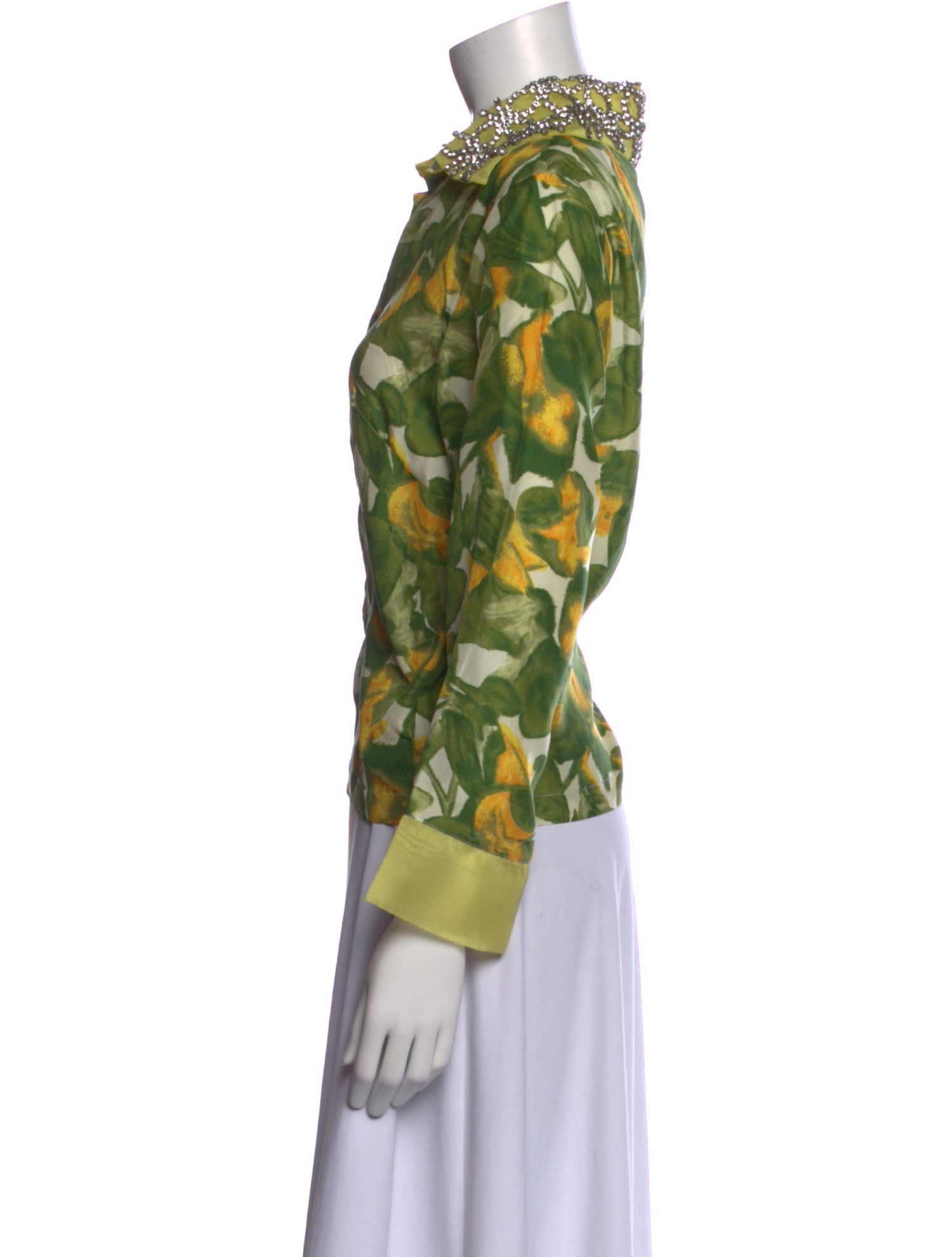 Frances Valentine Silk Printed Button-Up Top