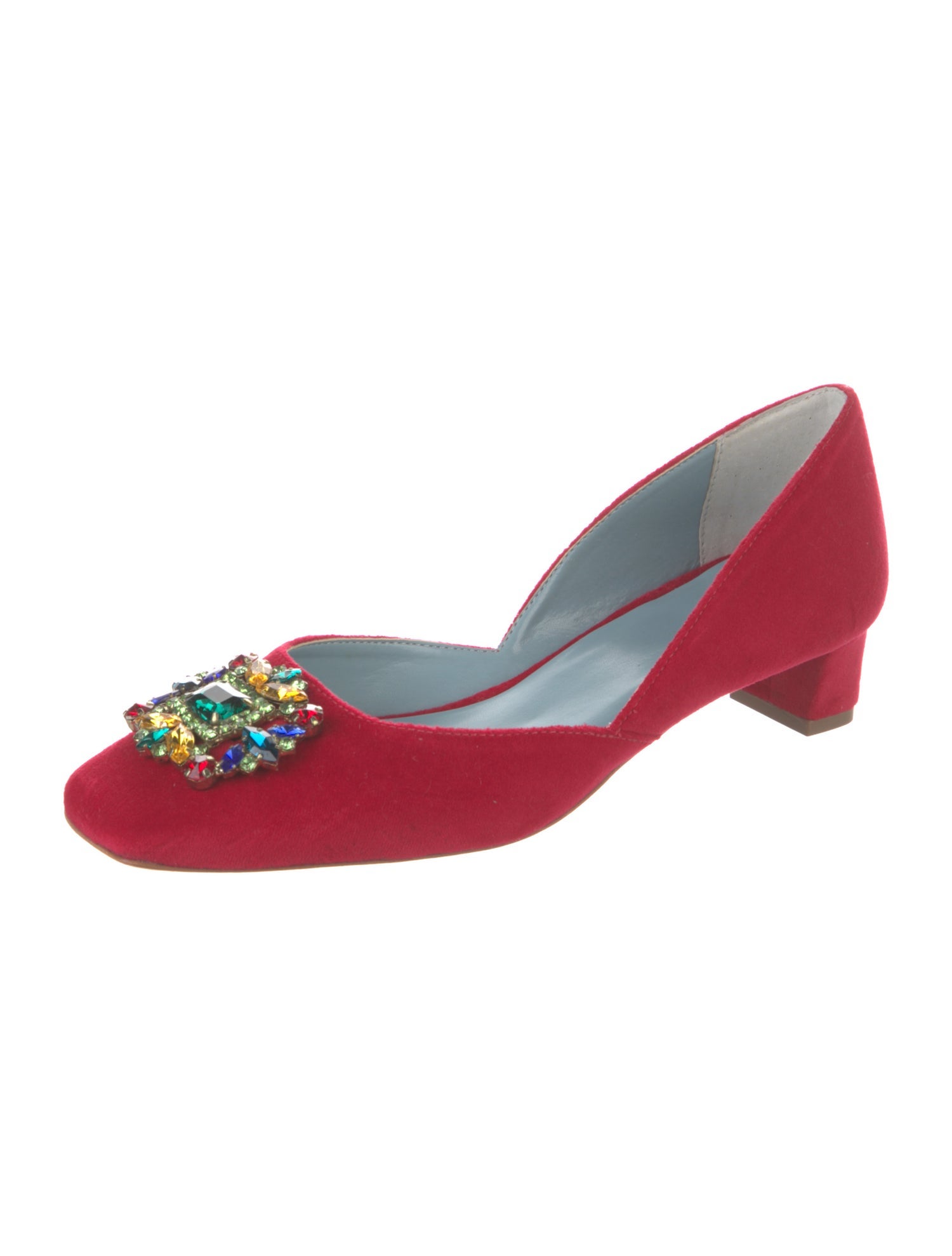 Frances Valentine Suede Crystal Embellishments D'Orsay Pumps