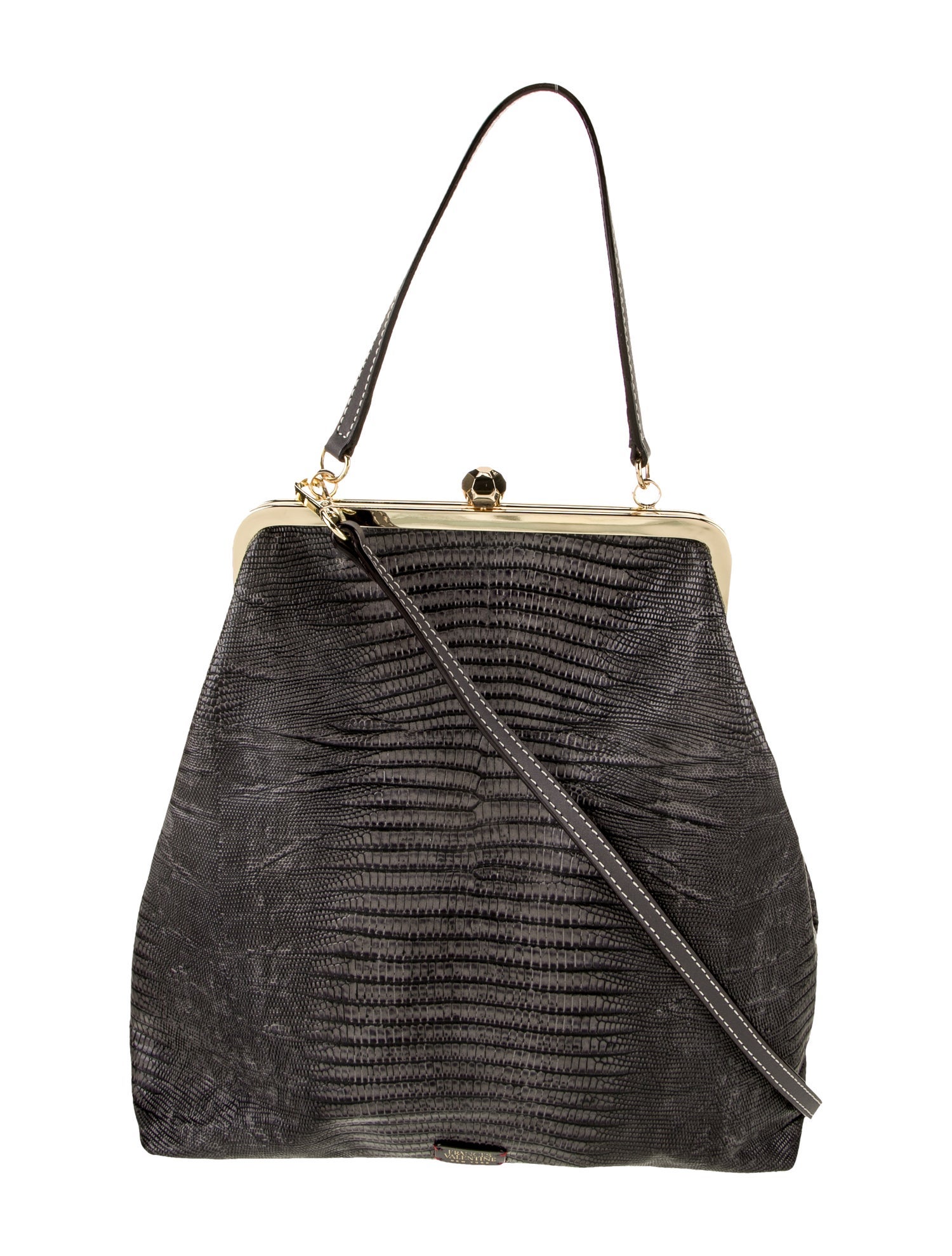 Frances Valentine Embossed Leather Top Handle Bag