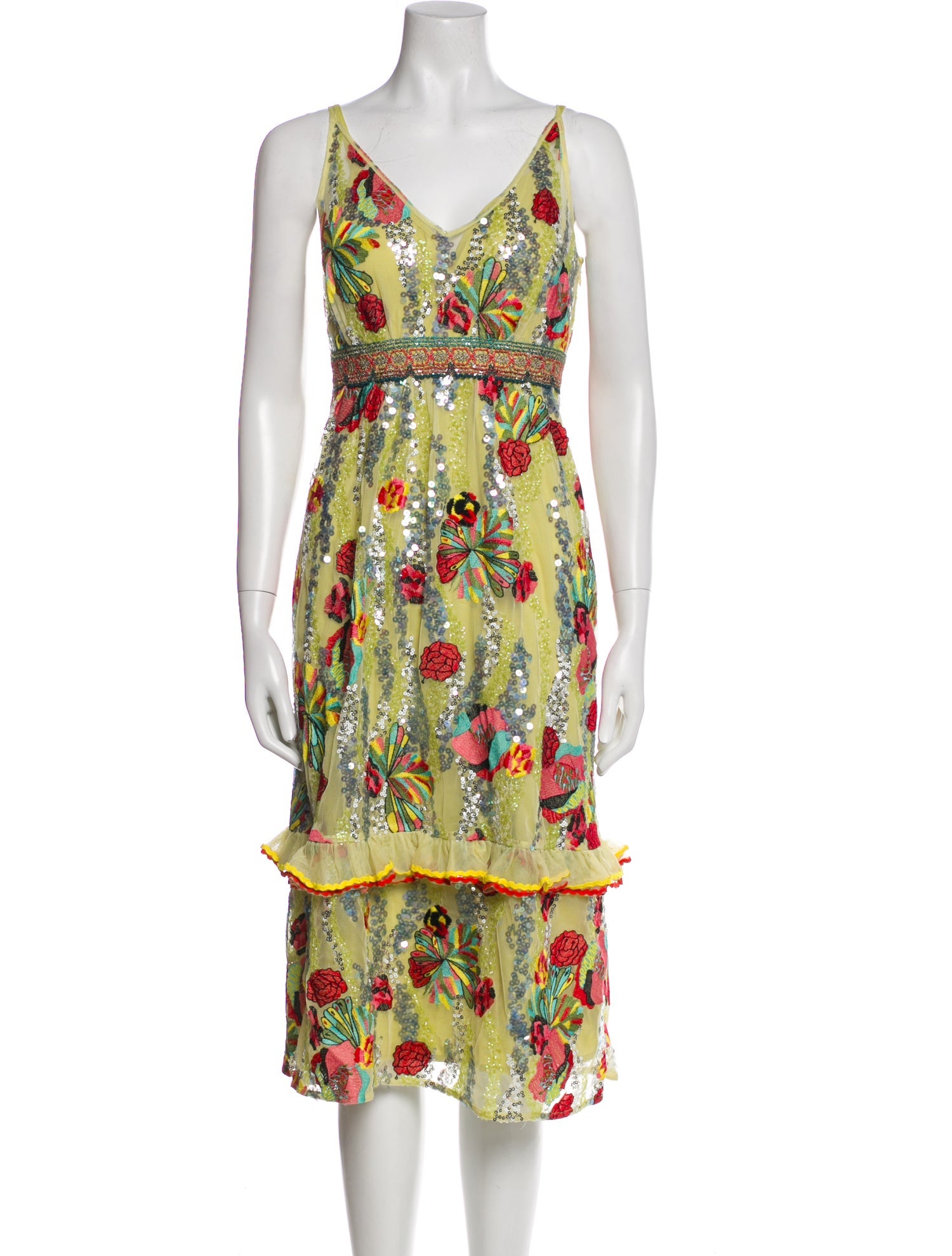 Frances Valentine Floral Print Midi Length Dress w/ Tags