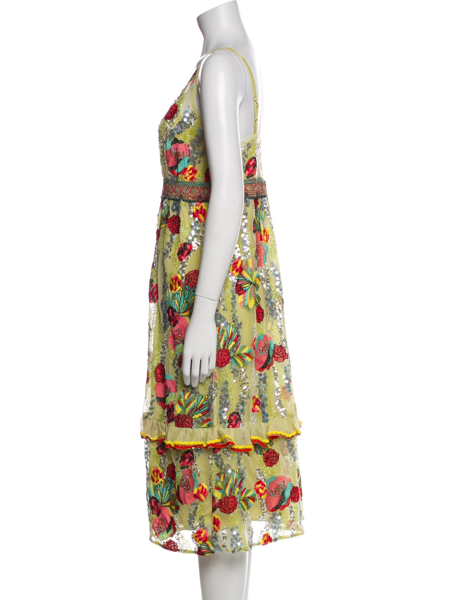 Frances Valentine Floral Print Midi Length Dress w/ Tags