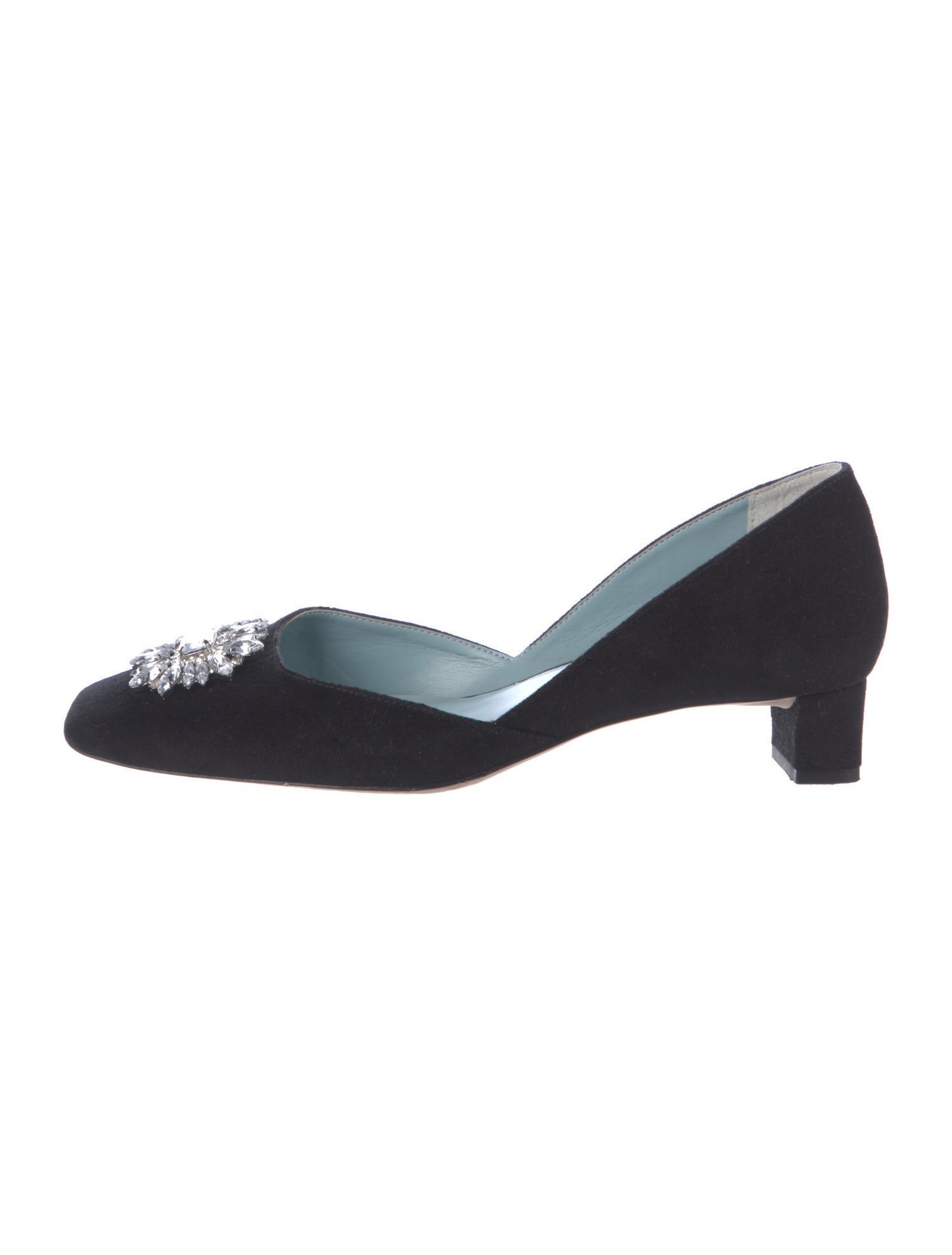 Frances Valentine Suede Crystal Embellishments D'Orsay Pumps