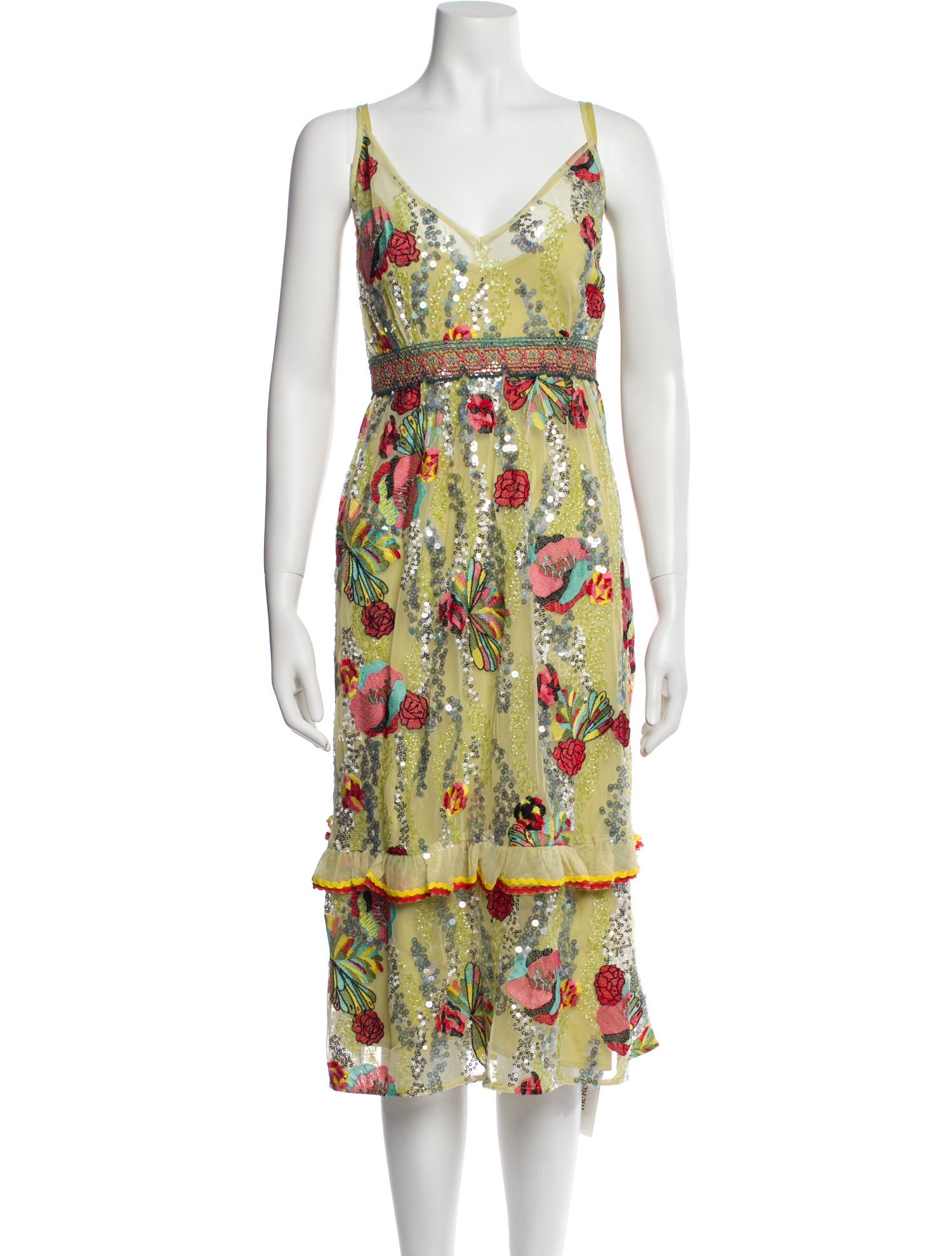 Frances Valentine Floral Print Midi Length Dress