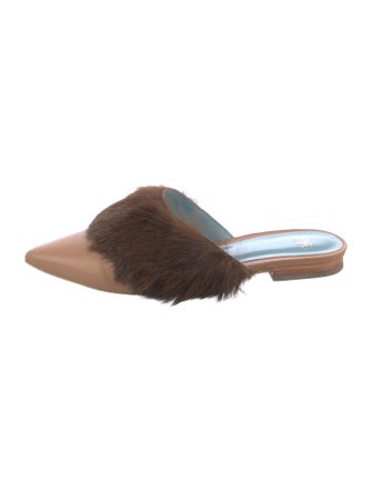 Frances Valentine Leather Fur Trim Mules