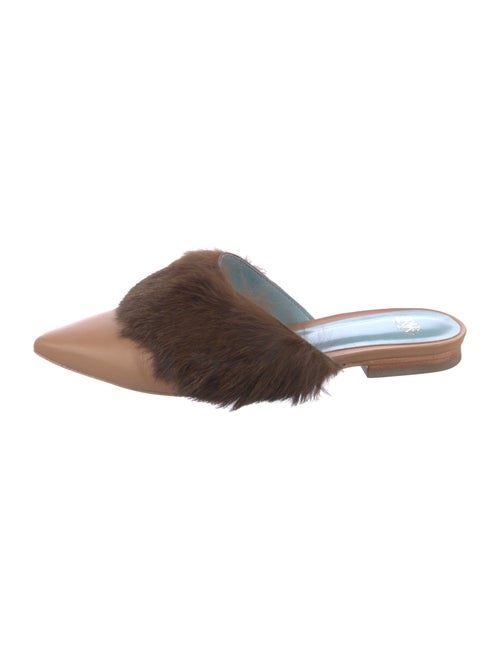 Frances Valentine Leather Fur Trim Mules