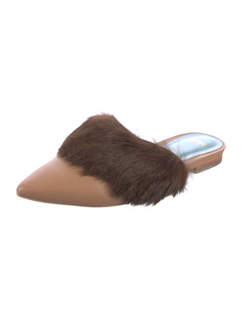 Frances Valentine Leather Fur Trim Mules