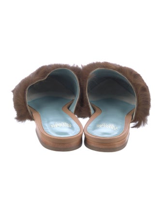 Frances Valentine Leather Fur Trim Mules