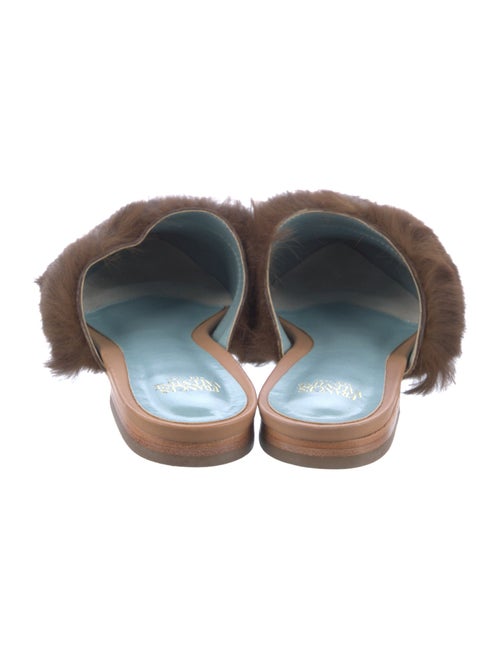 Frances Valentine Leather Fur Trim Mules