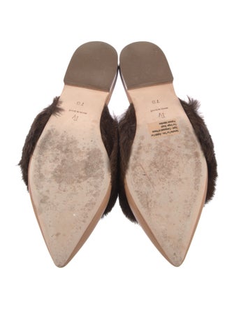 Frances Valentine Leather Fur Trim Mules