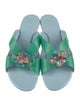 Frances Valentine Leather Floral Print Slides