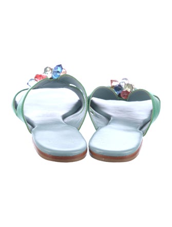 Frances Valentine Leather Floral Print Slides